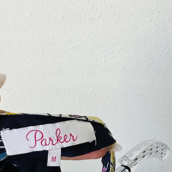 Parker Julieta Blue Floral High Neck Asymmetrical Dress - Picture 6 of 7